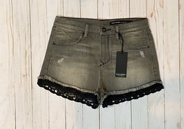 Black Orchid Grey Denim Shorts Lace Trim Sz 26 NWT NEW - $26.72