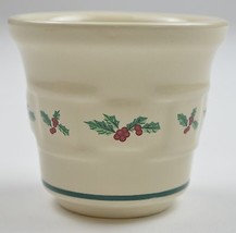 Longaberger Pottery Holly Patern Candle Votive 2.5&quot; Tall Collectible Home Decor - £13.88 GBP