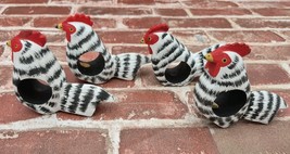 Set Of 4 Hand Carved Vintage Chicken Napkin Rings - $242.13 MXN
