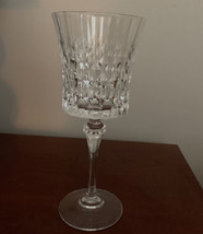 Cristal d&#39;Arques Crystal Water Goblet Diamond Pattern Stem Glass - $12.86