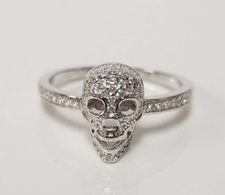 3 Ct Round Cut CZ Diamond Skull Head Ring 14k White Gold Plated Silver - $102.84