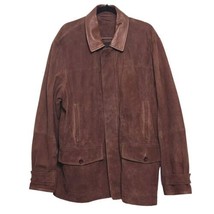 Orvis Jacket Mens XL Suede Leather Blazer Coat Brown Button Up Genuine Safari  - £95.18 GBP