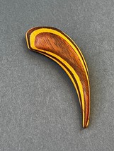 Estate Large Layered Wood Crescent Brooch Pin – 2.75 x 0.75 inches – - £11.87 GBP