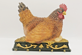 Chicken Kitchen Towel Rack Red Leghorn Hen on Nest with Eggs 5 Hooks Vintage  - £11.82 GBP