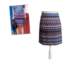 J. CREW Womens Size 0 Purple Multi-color Geometric Pencil Skirt Fully Lined - $18.80