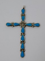 Zuni Petit Point Turquoise Cross Necklace Pendant - £63.92 GBP