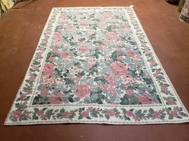 5x8 Needlepoint Rug 5&#39; 4&quot; x 8&#39; 3&quot; Wool Flat Weave Floral Carpet New Unused Nice - £382.39 GBP