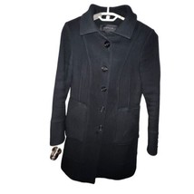 Elie Tahari Wool Peacoat Black Women Button Front Pockets Size 2 Mid Length - £37.95 GBP