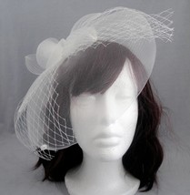 White Mesh Rosette Fascinator Headband Hair Clip Church Easter Wedding Tea Party - £6.24 GBP