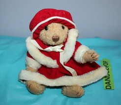 Russ Stuffed Animal Bear With Mrs. Claus Outfit And Hat Christmas Holiday Toy - £14.19 GBP