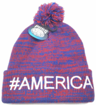 New Pugs #AMERICA Beanie Hat Adult Size 100% Acrylic Pom Pom Knit Winter... - $11.24