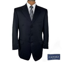 Canali Mens 3 Button Blazer Size 42R Blue Wool Striped Made in Italy - $109.39