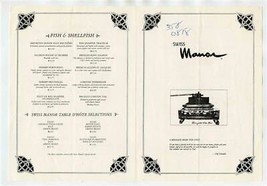 Swiss Manor Menu Memphis Tennessee Chef Roland Schnider 1990&#39;s - $17.82