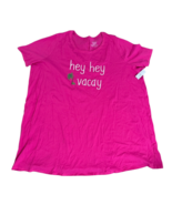 Catherines Size 5X Pink HEY HEY VACAY 34/36 Pajama Sleep Shirt Top NWT - $41.59 CAD