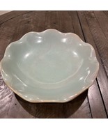 Vintage WCL Ceramic Pottery Decorative Serving Bowl Ruffle Rim Blue Gree... - $954.91 MXN