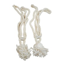 Curtain Tiebacks Set of 2 White Drapery Pullback Twist Rope Cord Tassel ... - $10.89