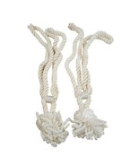 Curtain Tiebacks Set of 2 White Drapery Pullback Twist Rope Cord Tassel ... - £8.61 GBP