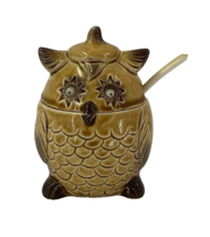 Vintage Google Eye Golden Owl Sugar Dish With Spoon Made in Japan - £17.40 GBP