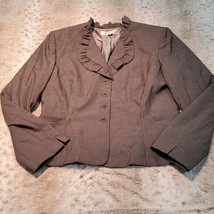 Tahari Gray Vertical Stripe Blazer w Fancy Collar Size 10 - £23.07 GBP