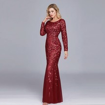 2021 JINZUO Plus Size Evening Dresses  O Neck Full Sleeve  Appliques  vestidos e - £100.47 GBP