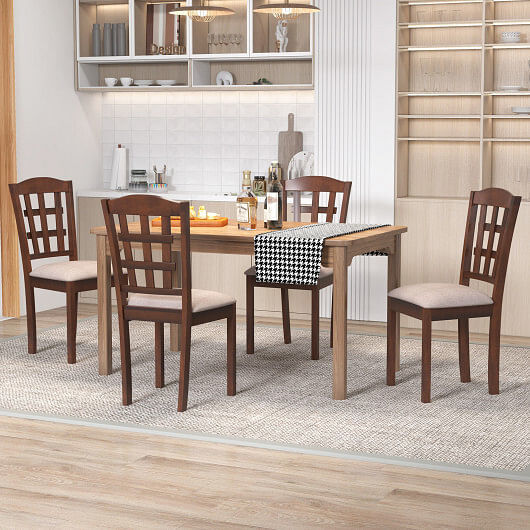 Set of 2 Wood Kitchen Chairs with Faux Leather Upholstered Seat-Coffee - Color:  Item image 3