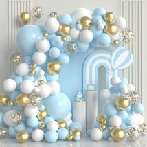 100pcs Blue, White &amp; Gold Balloon Garland Kit – Metallic &amp; Latex Balloons. - $29.99