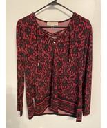 NEW NWT Michael Kors Red Black Lace Print Top Size P/M $88 - $32.73