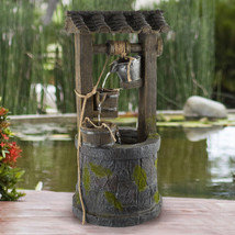 Wishing Well Fountain-4-Tier Polyresin Cascading Waterfall- Hand Painted... - £213.97 GBP