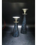 Muhtelif Design pair of candleholders, blue marble body - $1,006.48 MXN
