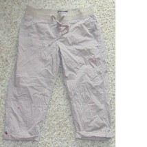 Womens Crop Pants Lee Khaki Elastic Waist Adj Leg Pull On Relaxed Pants-... - £19.44 GBP