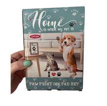 Dog And Cat Paw Print Stamp Kit with Solid Wood Picture Frame Pet Lovers - £4.74 GBP