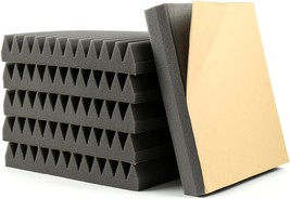 12 Pack Acoustic Foam Panels Self Adhesive - 2&quot; X 12&quot; X 12&quot; Wedges, Drak Gray - £28.19 GBP