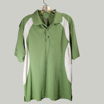 Champions Polo Shirt Mens Medium Lime Green and White Short Sleeve - £11.95 GBP