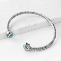 Plunder Bracelet (new) REINA - SILVER BANGLE W/ TURQUOISE ACCTS 6.75&quot; (P... - $9.99