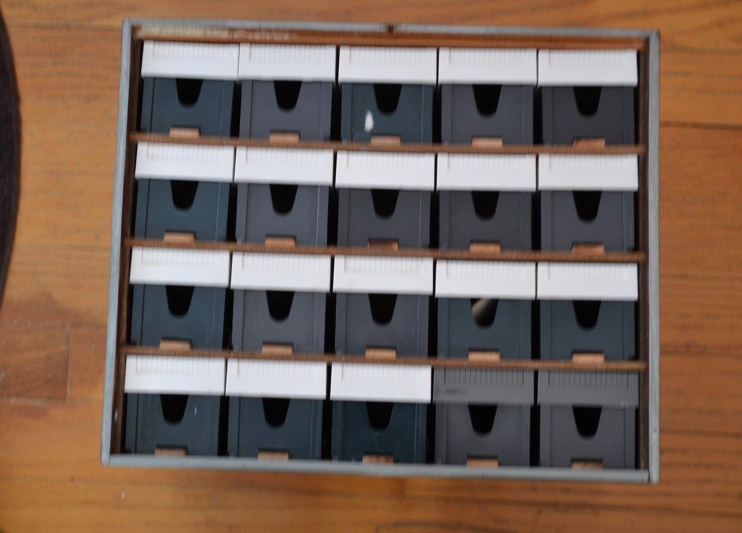 20-Bell & Howell Micro-Fit slide trays in Wood Handmade Storage Box - $44.54