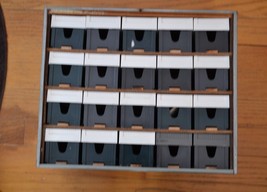 20-Bell &amp; Howell Micro-Fit slide trays in Wood Handmade Storage Box - $44.54