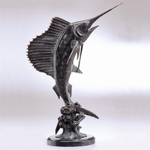 Tail Walker Hand Finished Brass and Marble Sailfish Statue - £461.36 GBP