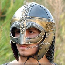 18GA SCA LARP Medieval Viking Nordic Spectacled Armor Helmet Replica II - £139.48 GBP