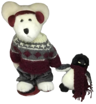 Boyd&#39;s Bears Friends Polar White Emperor Penguin Sweaters Stand Scarf Plush Pair - £13.12 GBP
