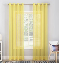 84” X 59” Sheer Voile Grommet Top Curtain One Panel Yellow size No 918 Calypso - $17.21