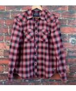 AEO American Eagle Outfitters Men&#39;s Long Sleeve Shirt L Plaid Black Snaps - $31.14 CAD