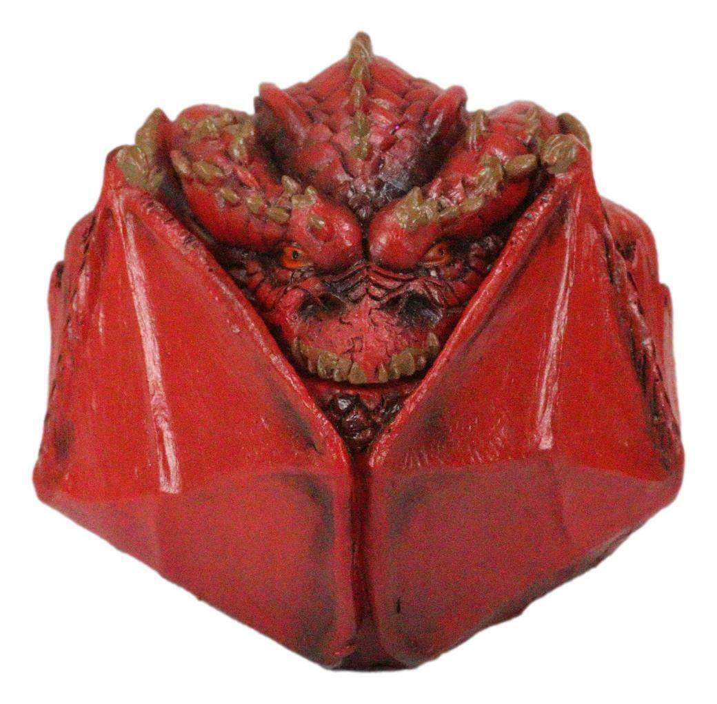 Awaken The Dragon Hibernating Red Drake Small Stash Decorative Box Figurine - $17.99