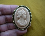(CM91-11) STYLIZED ROMAN woman with crown off white CAMEO Pin Pendant Je... - $33.65