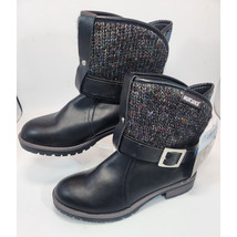 MUK LUKS Womens Black Knit Detail Buckle Accent Adjustable Strap Mylie Boots 8 - £29.92 GBP