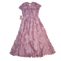 NWT Anthropologie BHLDN Virdia in Pink Applique Petal Tea-Length Dress 10 - $247.50