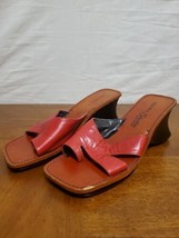 Gama Studios Italian Red Leather Wedge Sandal Shoes Size 6  - $27.07