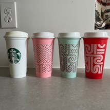 Starbucks Hot Reusable Cups w/Lids Holiday Christmas Logo Winter 2020 - £15.29 GBP