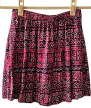 Hollister Mini Skirt Pull On Red Blue Geometric Aztec Tribal Print Size L - $14.84