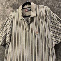 Chaps Ralph Lauren Polo Shirt Mens Extra Large Grey Striped Preppy Y2K A... - £11.10 GBP