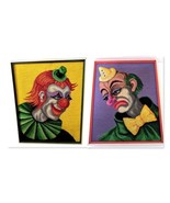 Vintage Sad and Happy Clowns Circus Completed Needlepoint Lot 2 Size 14 ... - $151.99